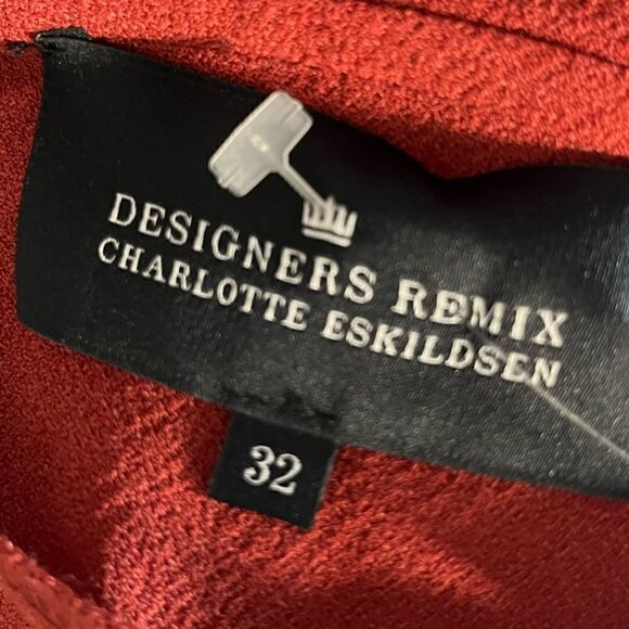 Designer Remix Wake Flare One Shoulder Ruffle Blouse Red Size XXS - Picture 3 of 4